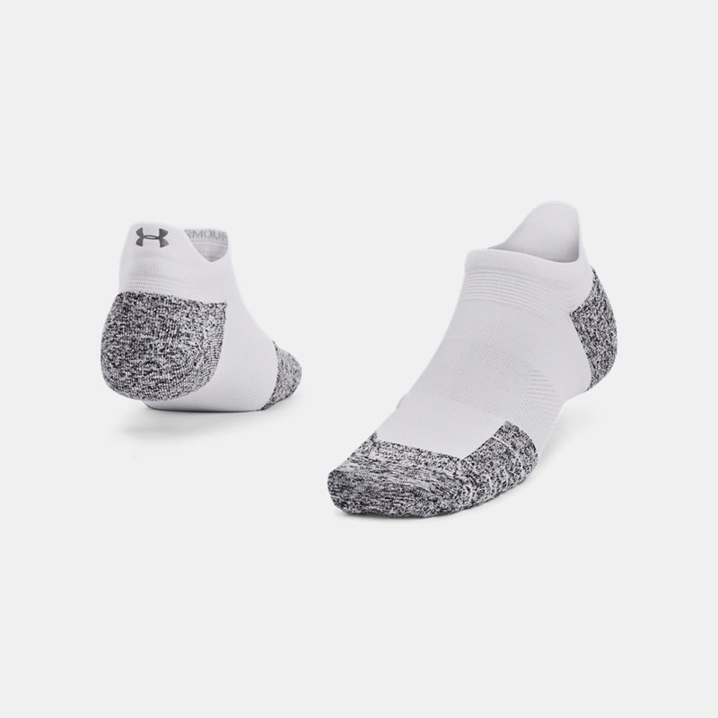 Calcetines Under Armour ArmourDry™ Run Cushion No Show Tab unisex Blanco / Halo Gris / Reflectante S